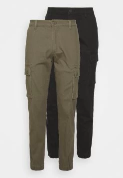 Pier One 2 Pack - Pantaloni Cargo - Olive/Black -Pier One 07d111b72b7b4304bcd405fc18ad6beb