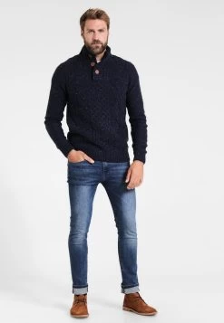 Pier One MaglioneMottled Dark Blue Uomo Maglieria PI922Q01F-K11 -Pier One 217c0f96ffe9444393a595e4c67dcf69