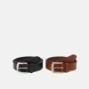 Pier One Leather 2 Pack - Cintura - Cognac/Black -Pier One 7792092386d1430fbebc6bfbacb57a33