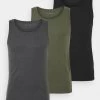 Pier One 3 PackMaglietta IntimaBlack/Khaki/Mottled Dark Grey Uomo Intimo PI982Q008-Q13